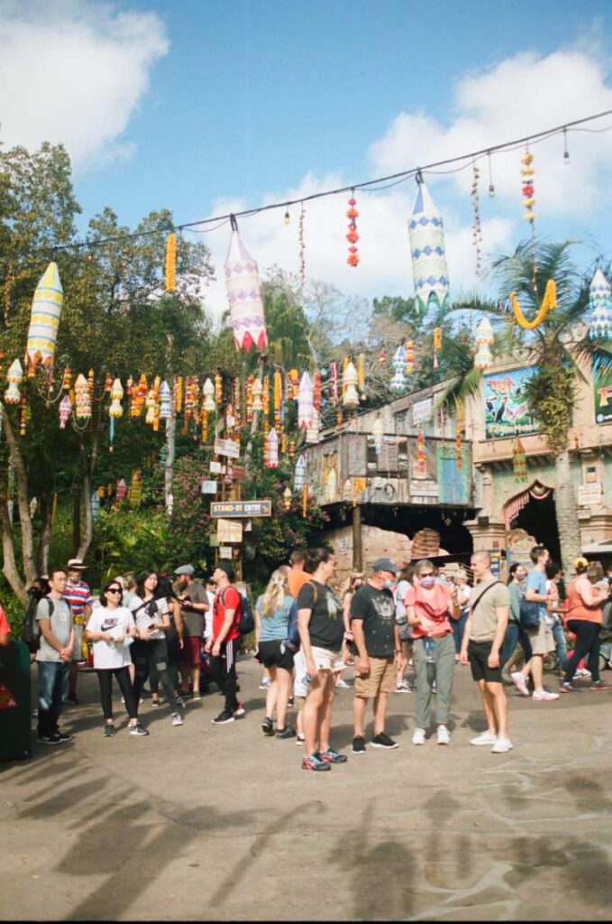 People standing around in a marketplace in Animal Kingdom at Walt Disney World